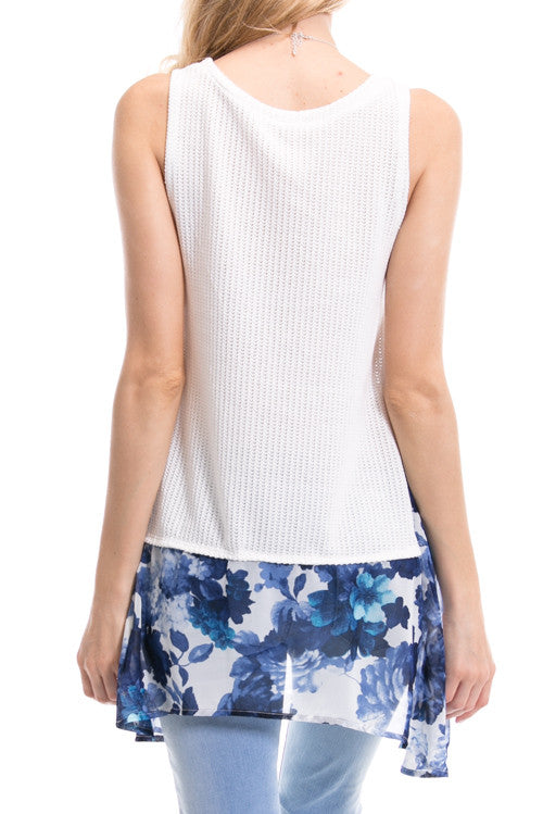 Floral Chiffon Hem Tank
