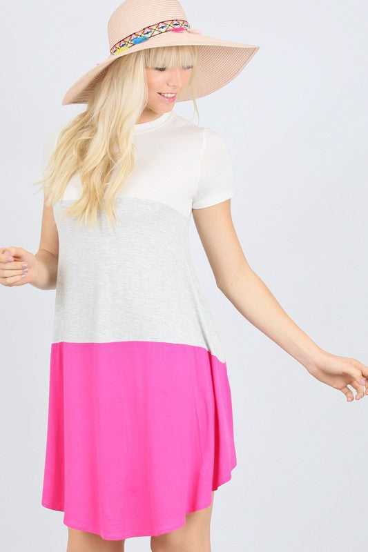 Short Sleeve Color Block Dress