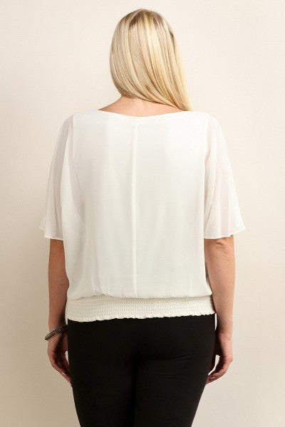 Plus Size Short Sleeve Embellished Top