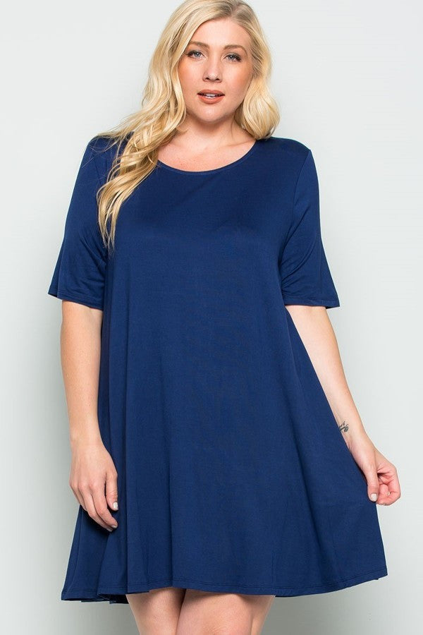Plus Size Swing Dress with Yoga Band Shorts