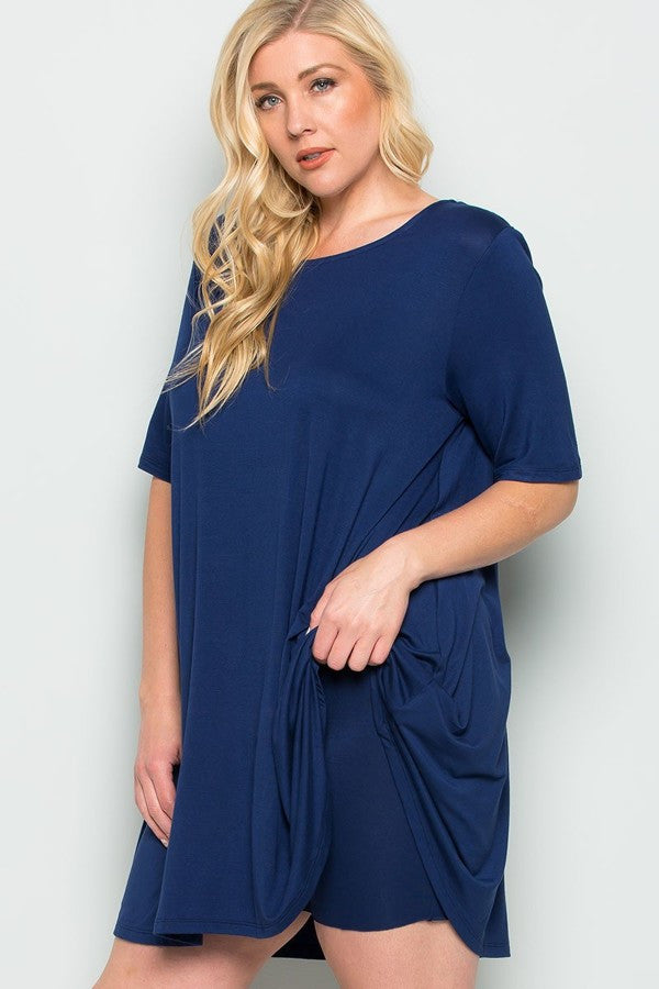 Plus Size Swing Dress with Yoga Band Shorts