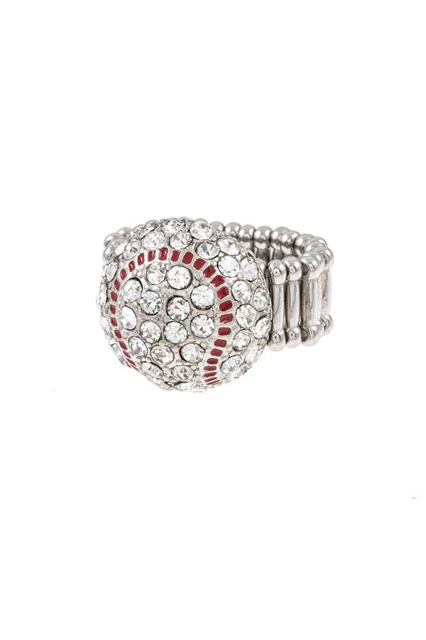 Baseball Rhinestone Ring