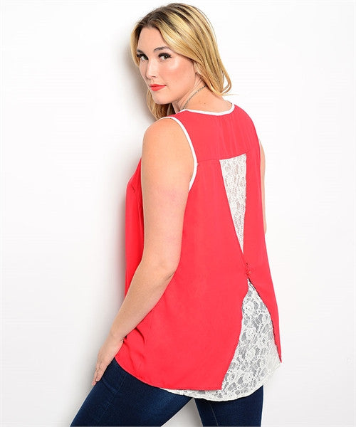 Plus Size Lace Back Tank