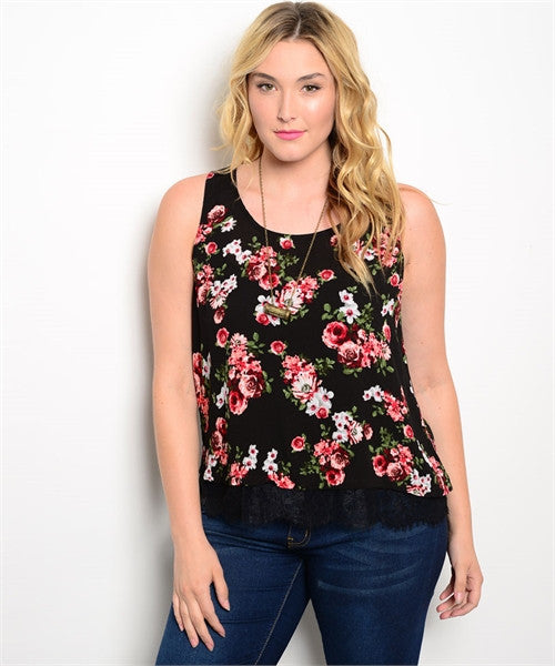 Plus Size Floral & Lace Tee