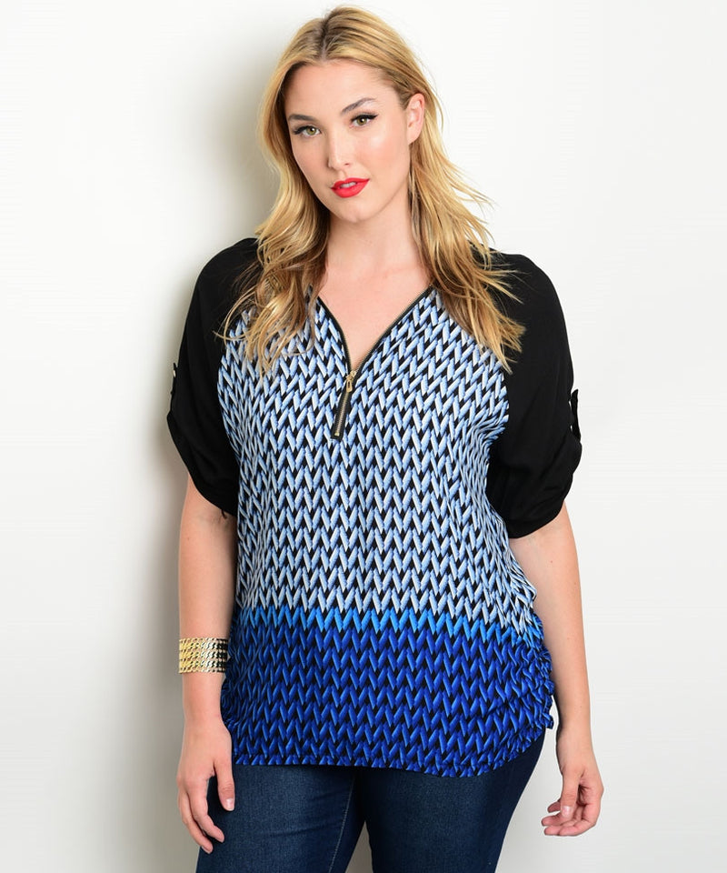 Plus Size Zip Front Top