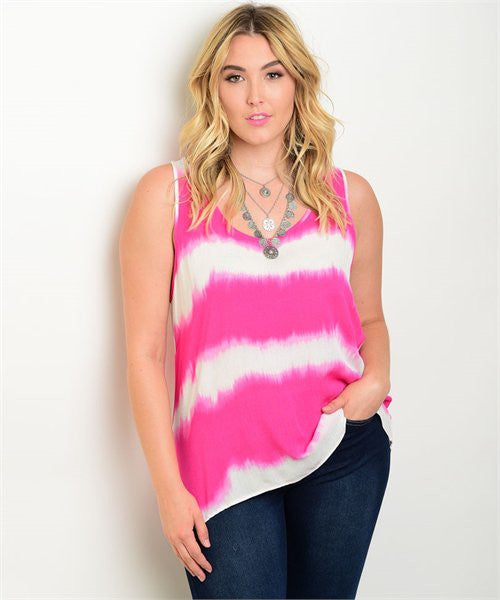 Plus Size Watercolor Stripe Tank