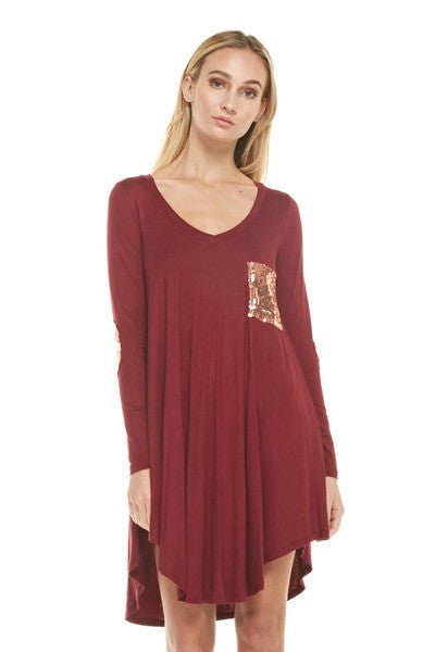 Sequin Pocket & Elbow Patch Tunic