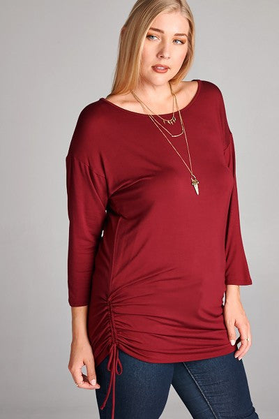 Plus Size Long Sleeve Shirring Tunic