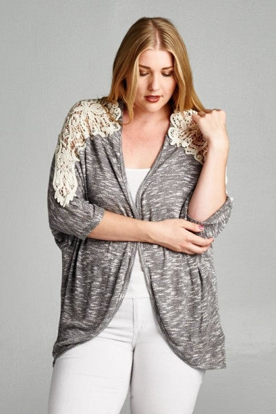 Plus Size Lace Detail Cardigan