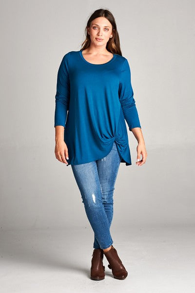 Plus Size Long Sleeve Twist Top