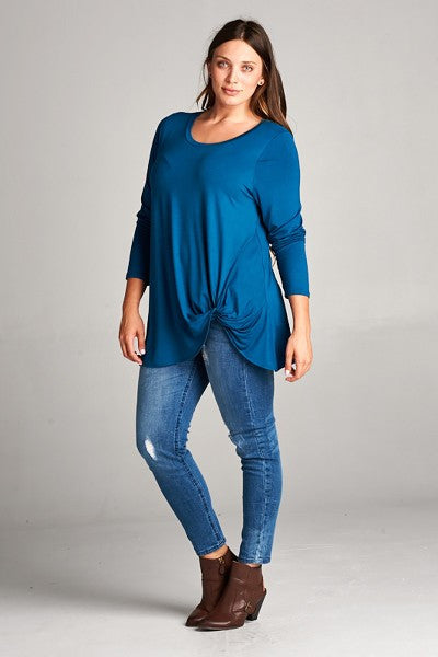 Plus Size Long Sleeve Twist Top