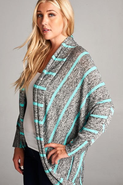 Plus Size Stripe Dolman Cardigan