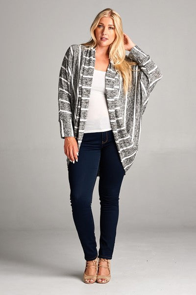 Plus Size Stripe Dolman Cardigan