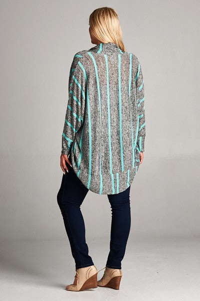 Plus Size Stripe Dolman Cardigan