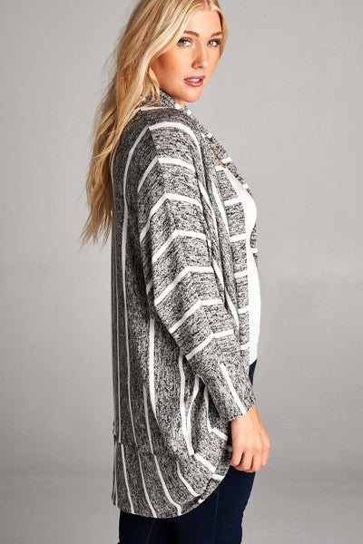 Plus Size Stripe Dolman Cardigan