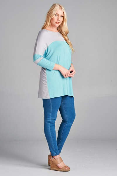Plus Size Double Stripe Sleeve Top