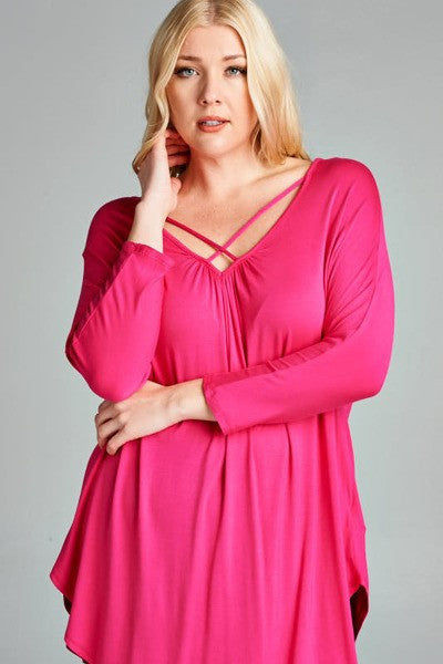 Plus Size Strappy Deep V-Neck Tunic Top