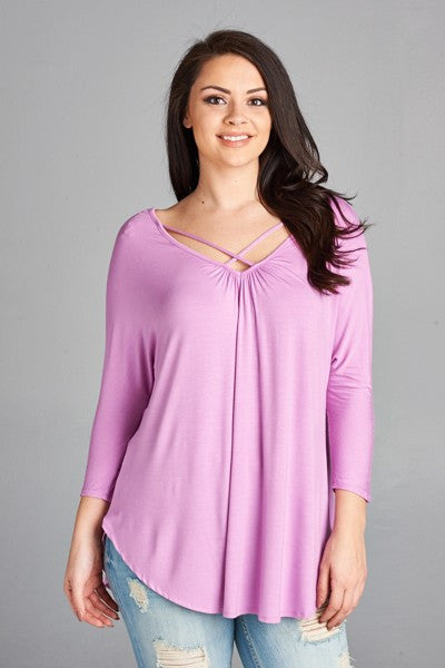 Plus Size Strappy Deep V-Neck Tunic Top