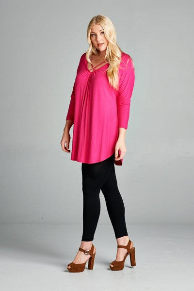 Plus Size Strappy Deep V-Neck Tunic Top