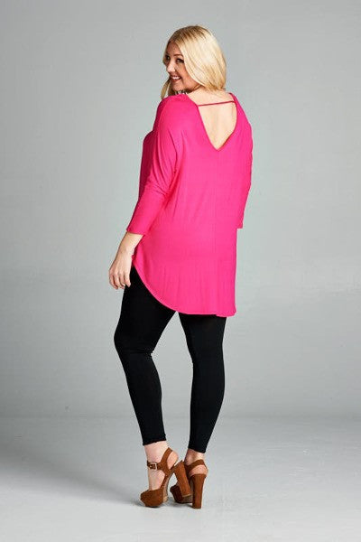Plus Size Strappy Deep V-Neck Tunic Top