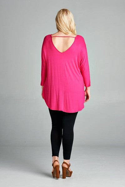 Plus Size Strappy Deep V-Neck Tunic Top