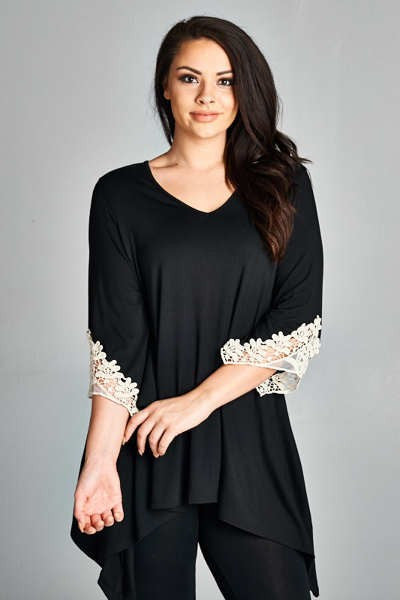 Plus Size Bell Sleeve V-Neck Top