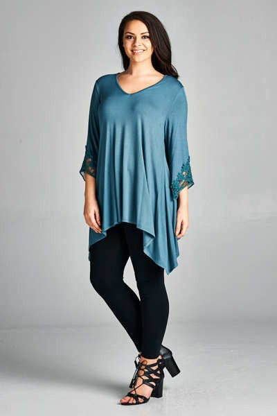Plus Size Bell Sleeve V-Neck Top
