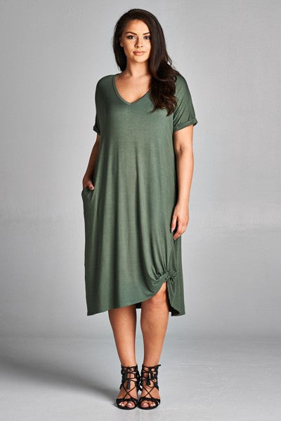 Plus Size Side Twist Jersey Dress