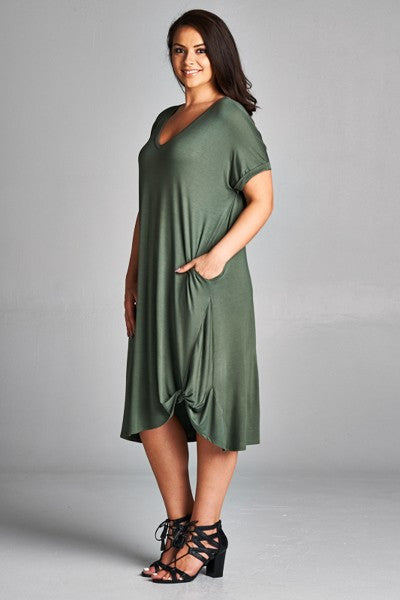 Plus Size Side Twist Jersey Dress