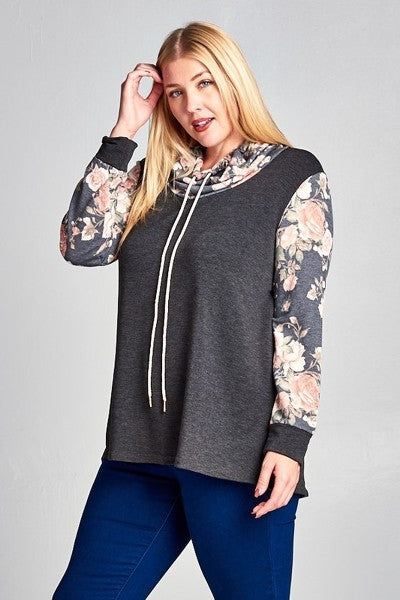 Plus Size Floral French Terry Pullover