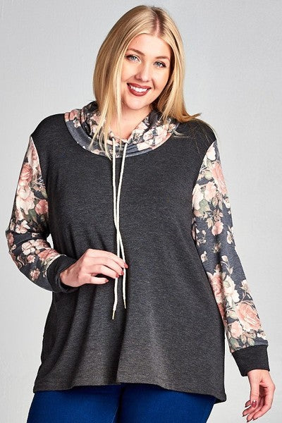 Plus Size Floral French Terry Pullover