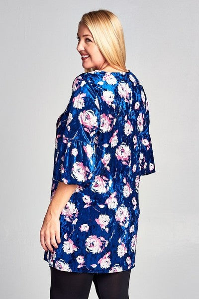 Plus Size Floral Velvet Dress