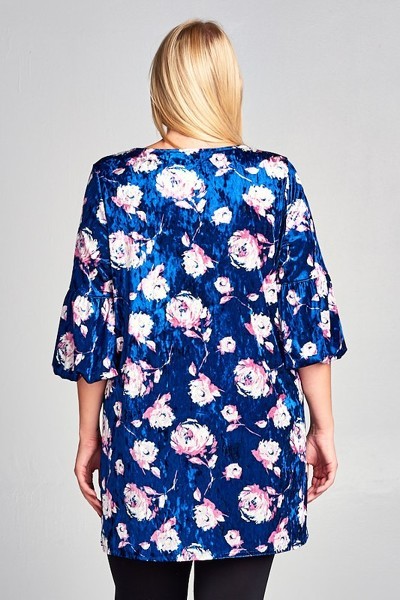 Plus Size Floral Velvet Dress