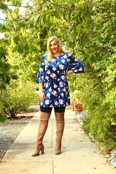 Plus Size Floral Velvet Dress