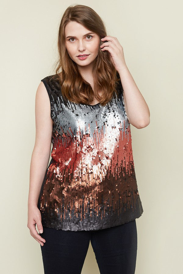 Plus Size Ombre Sequin Tank