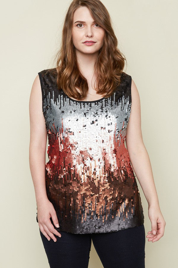 Plus Size Ombre Sequin Tank
