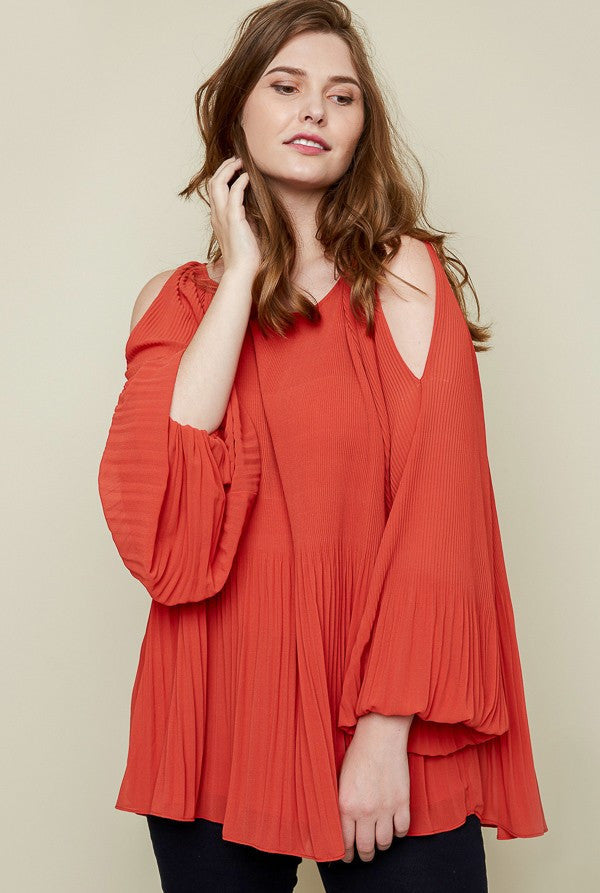 Plus Size Pleated Blouse