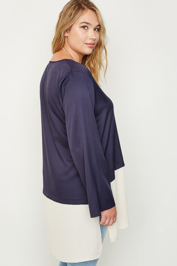 Plus Size Silky Touch Two Tone Top