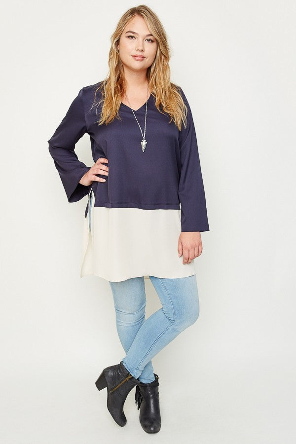 Plus Size Silky Touch Two Tone Top