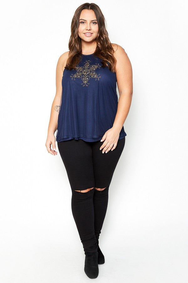 Plus Size Elegant Detail Tank