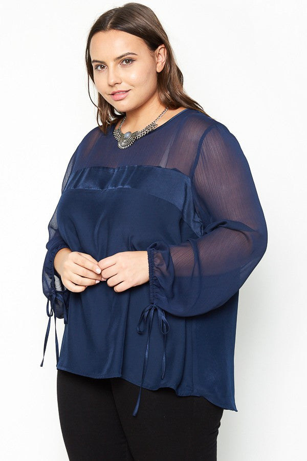 Plus Size Romantic Satin Blouse