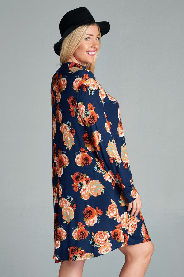 Plus Size Peony Print Dress