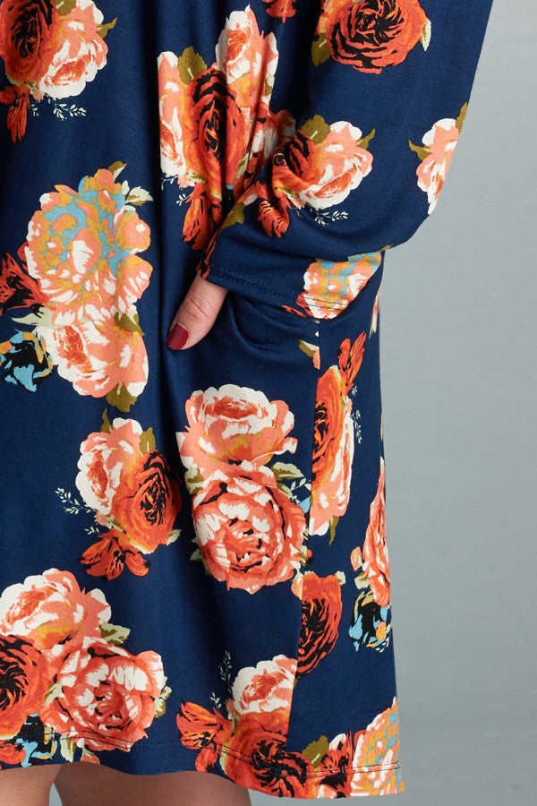 Plus Size Peony Print Dress