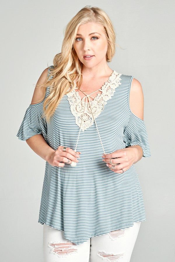 Plus Size Jersey Knit Cold Shoulder Top