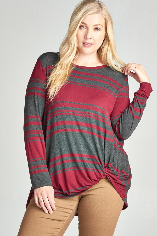 Plus Size Two-tone Stripe Top