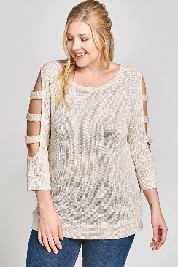 Plus Size Ladder Sleeve Sweater