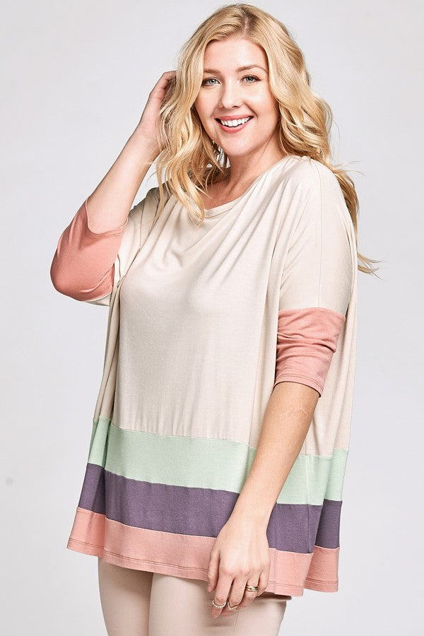Plus Size Spring Pastel Knit Top