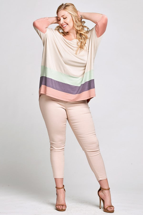 Plus Size Spring Pastel Knit Top