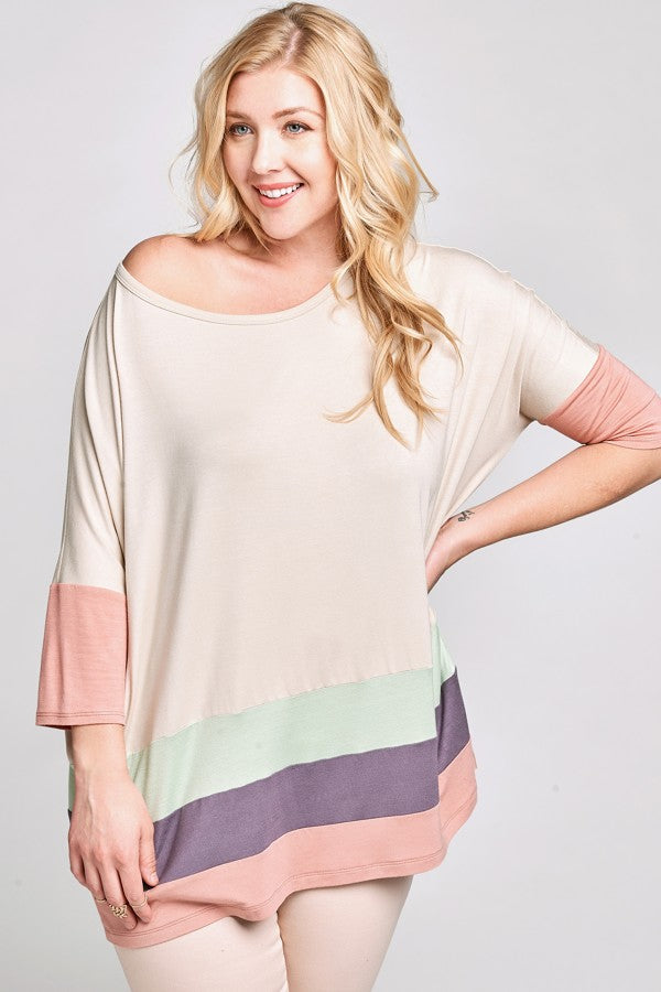 Plus Size Spring Pastel Knit Top