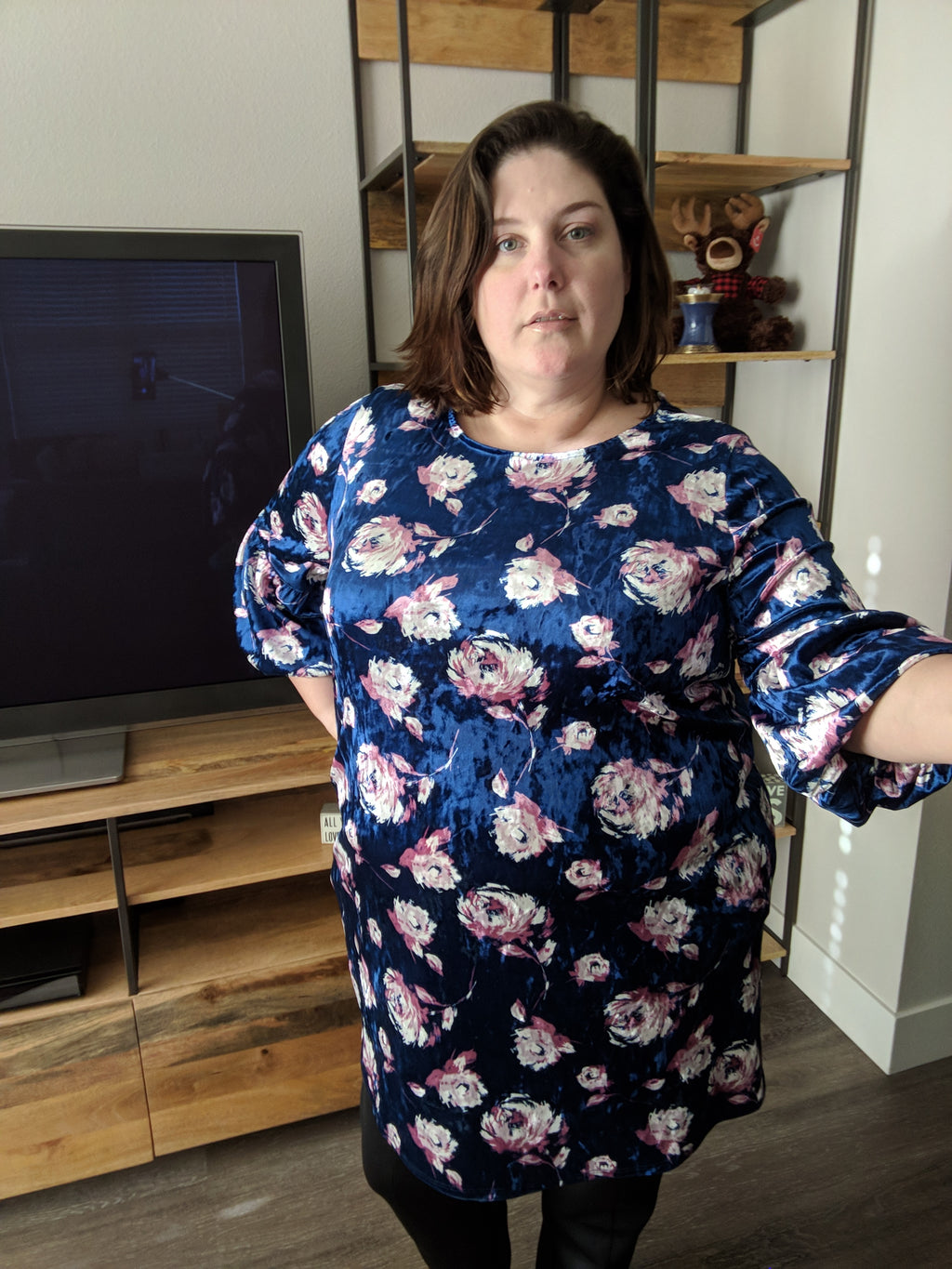 Plus Size Floral Velvet Dress